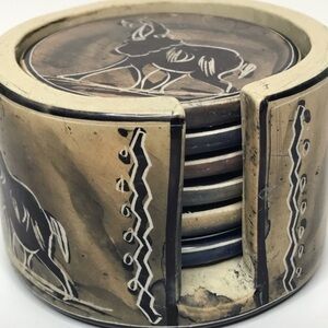 Hand Painted African Animal Stone Coasters‎ Holder